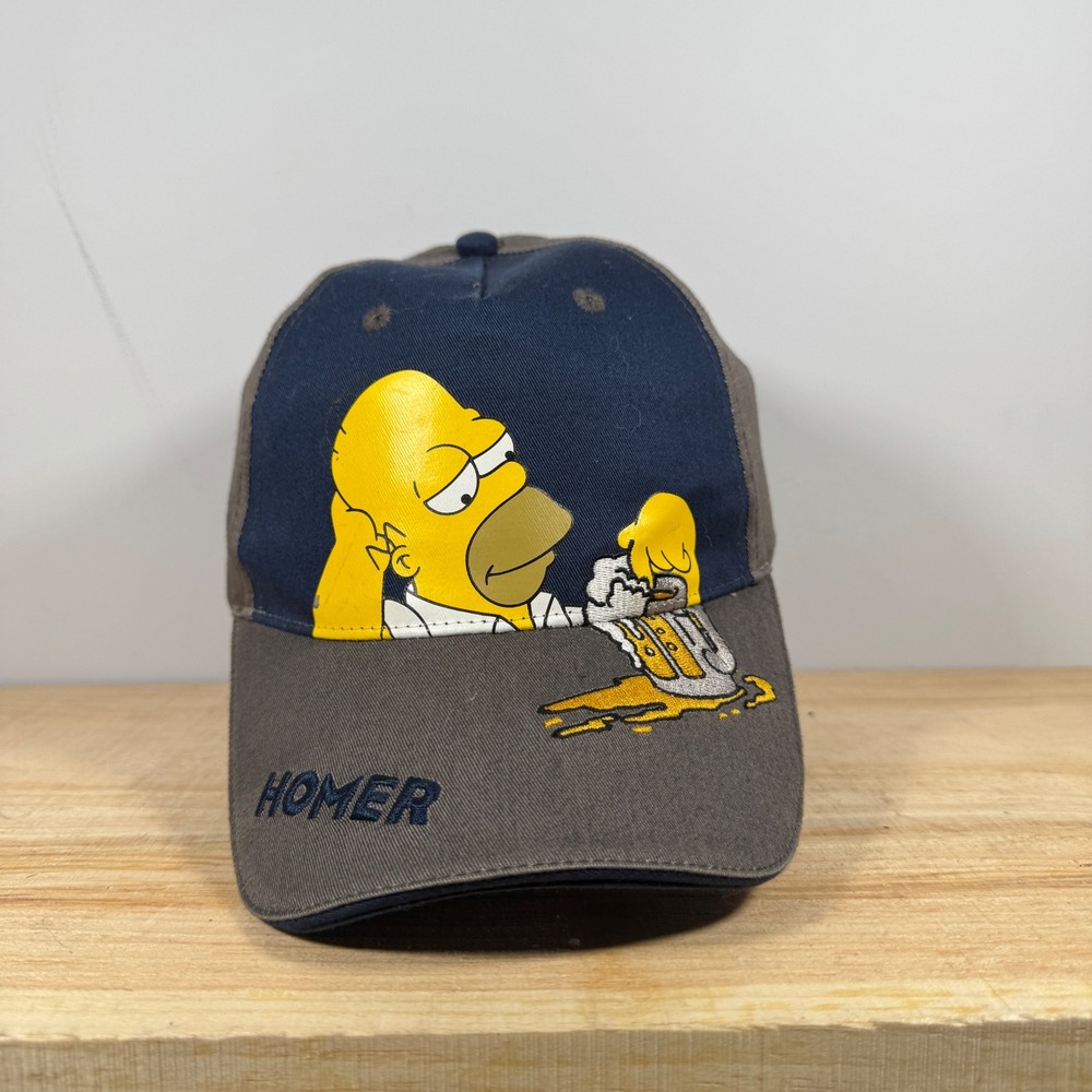 The Simpsons Hat Mens OS Grey Homer Simpson Beer Embroidered 2009 Baseball Cap
